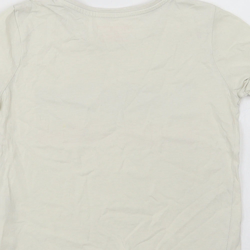 Primark Girls Ivory  Cotton Basic T-Shirt Size 7-8 Years Crew Neck  - Positive Vibes