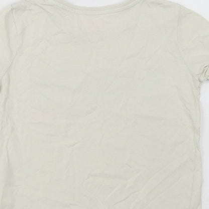 Primark Girls Ivory  Cotton Basic T-Shirt Size 7-8 Years Crew Neck  - Positive Vibes