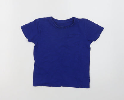 Dunnes Boys Blue  Cotton Basic T-Shirt Size 5 Years Crew Neck