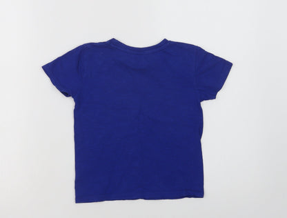 Dunnes Boys Blue  Cotton Basic T-Shirt Size 5 Years Crew Neck