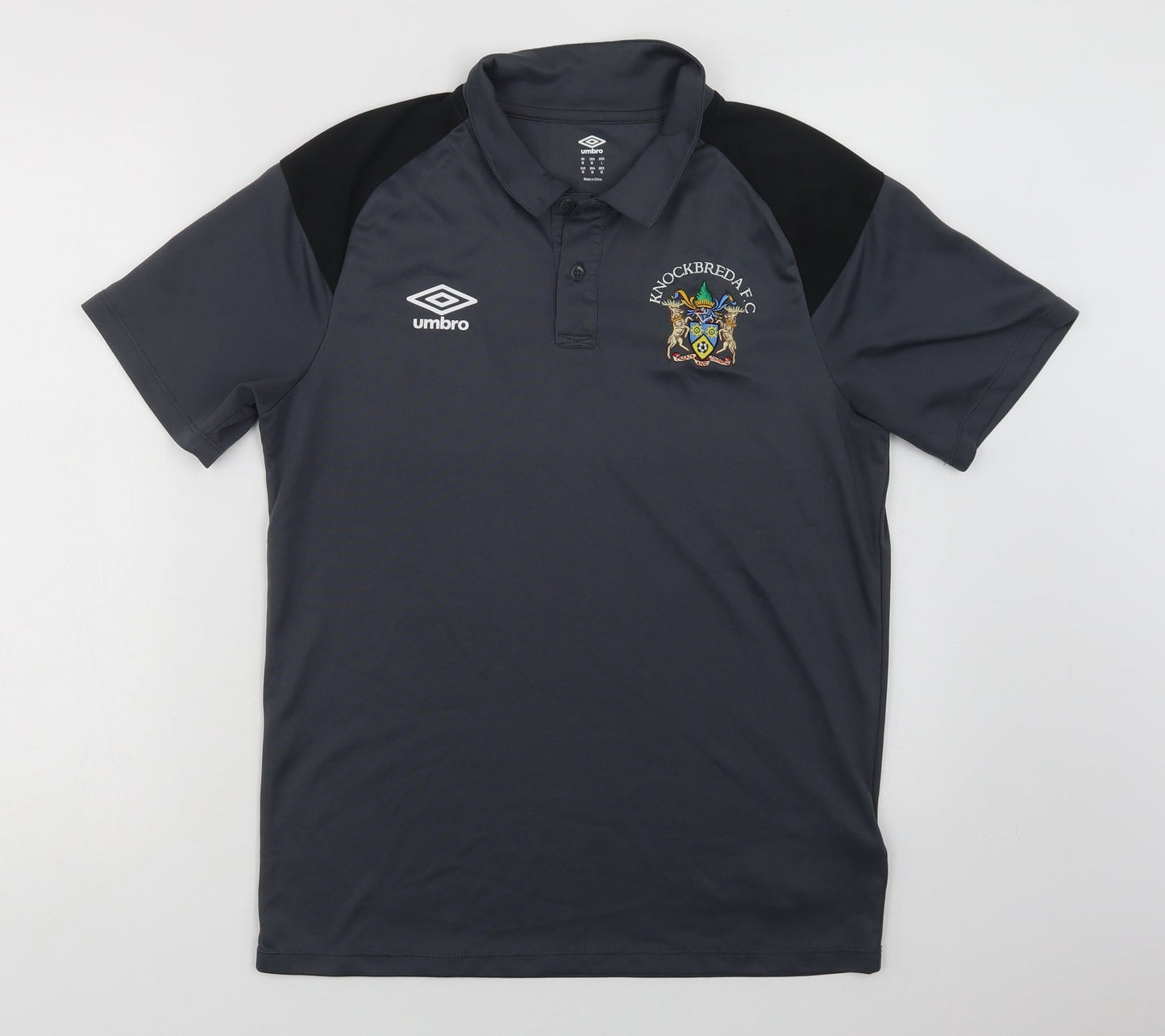 Umbro Mens Grey  Polyester  Polo Size M Collared Button - Knockbread A.F.C