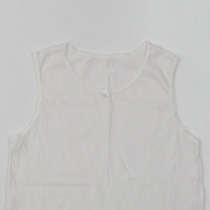 Preworn Womens White  Cotton Basic Tank Size 8 Crew Neck
