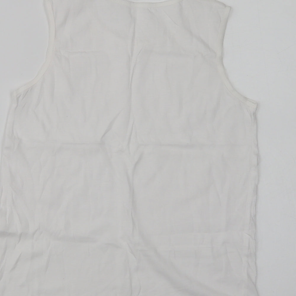 Preworn Womens White  Cotton Basic Tank Size 8 Crew Neck