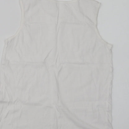 Preworn Womens White  Cotton Basic Tank Size 8 Crew Neck