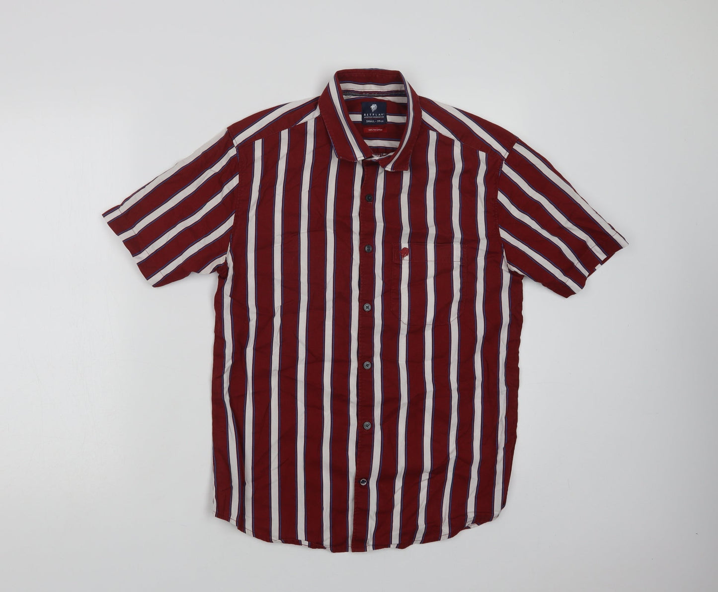Mens UK Size S Netplay Red  Button-Up Short Sleeve Casual Shirt