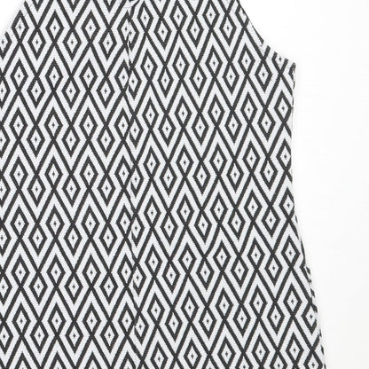 Candy Couture Girls Black Geometric Polyester Basic Tank Size 12-13 Years Round Neck Button