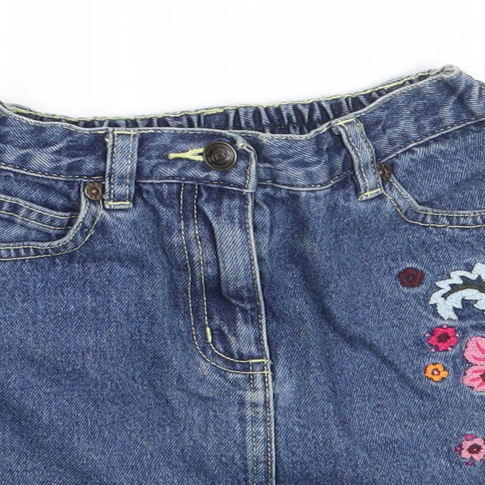 NEXT Girls Blue  Cotton Mini Skirt Size 7 Years  Regular