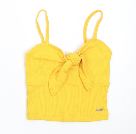 Womens UK Size XS Hollister Yellow Cropped Tank