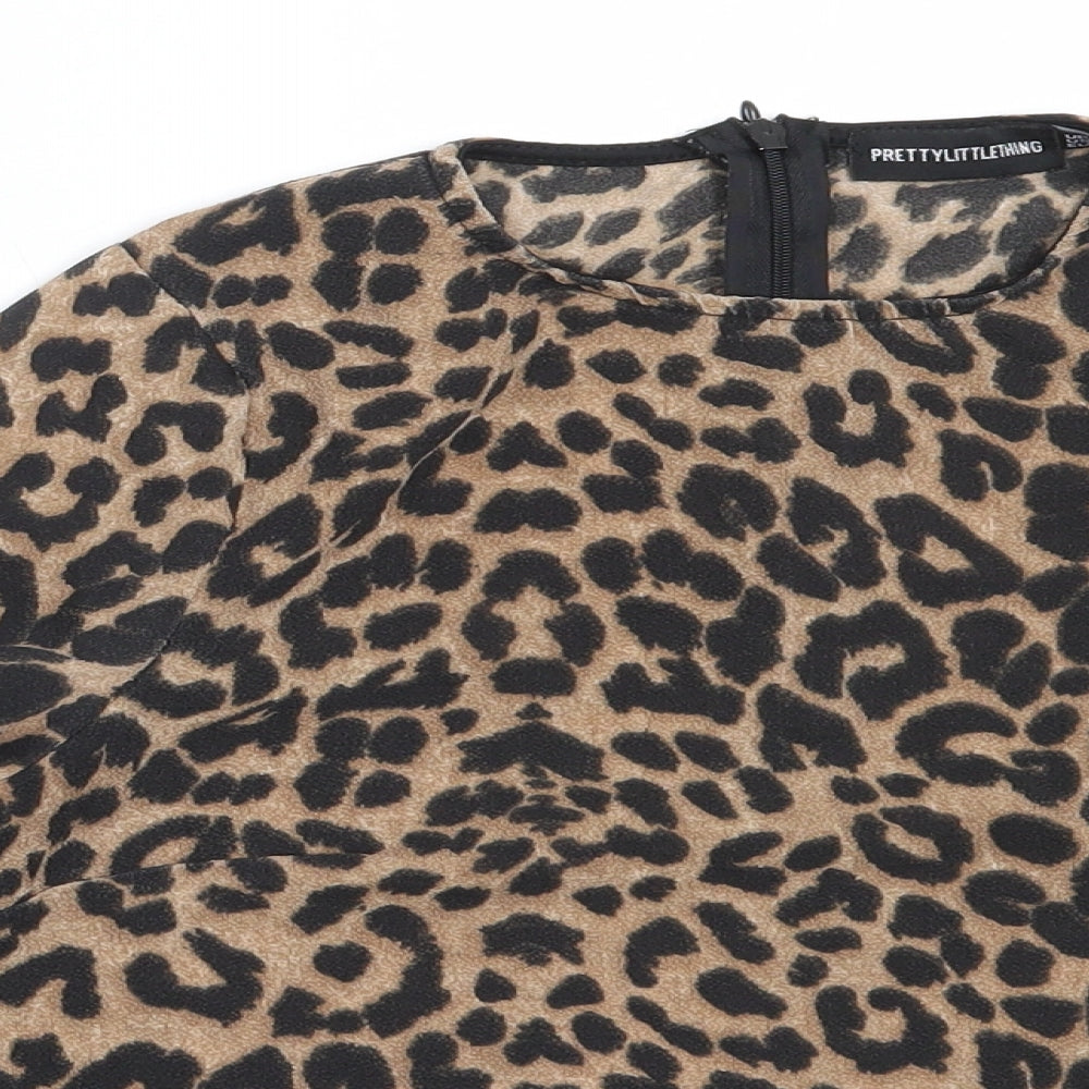 Womens UK Size 4 PRETTYLITTLETHING Brown Basic Blouse
