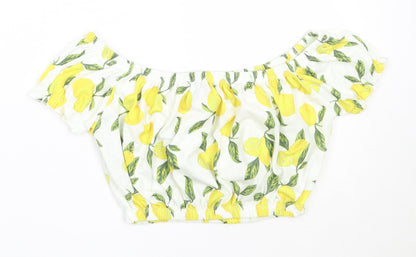Primark Womens Ivory  Polyester Cropped Blouse Size XS Off the Shoulder - lemon