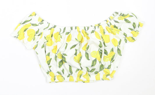 Primark Womens Ivory  Polyester Cropped Blouse Size XS Off the Shoulder - lemon