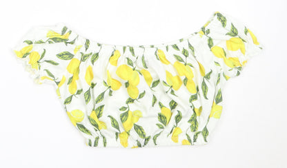 Primark Womens Ivory  Polyester Cropped Blouse Size XS Off the Shoulder - lemon