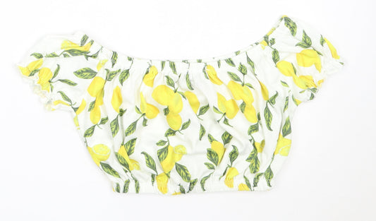 Primark Womens Ivory  Polyester Cropped Blouse Size XS Off the Shoulder - lemon