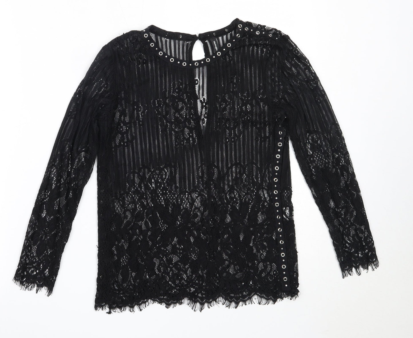 Womens UK Size S Stradivarius Black Basic Blouse
