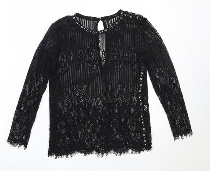 Womens UK Size S Stradivarius Black Basic Blouse