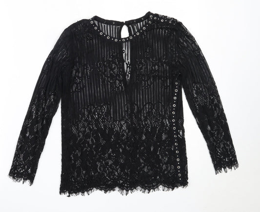 Womens UK Size S Stradivarius Black Basic Blouse