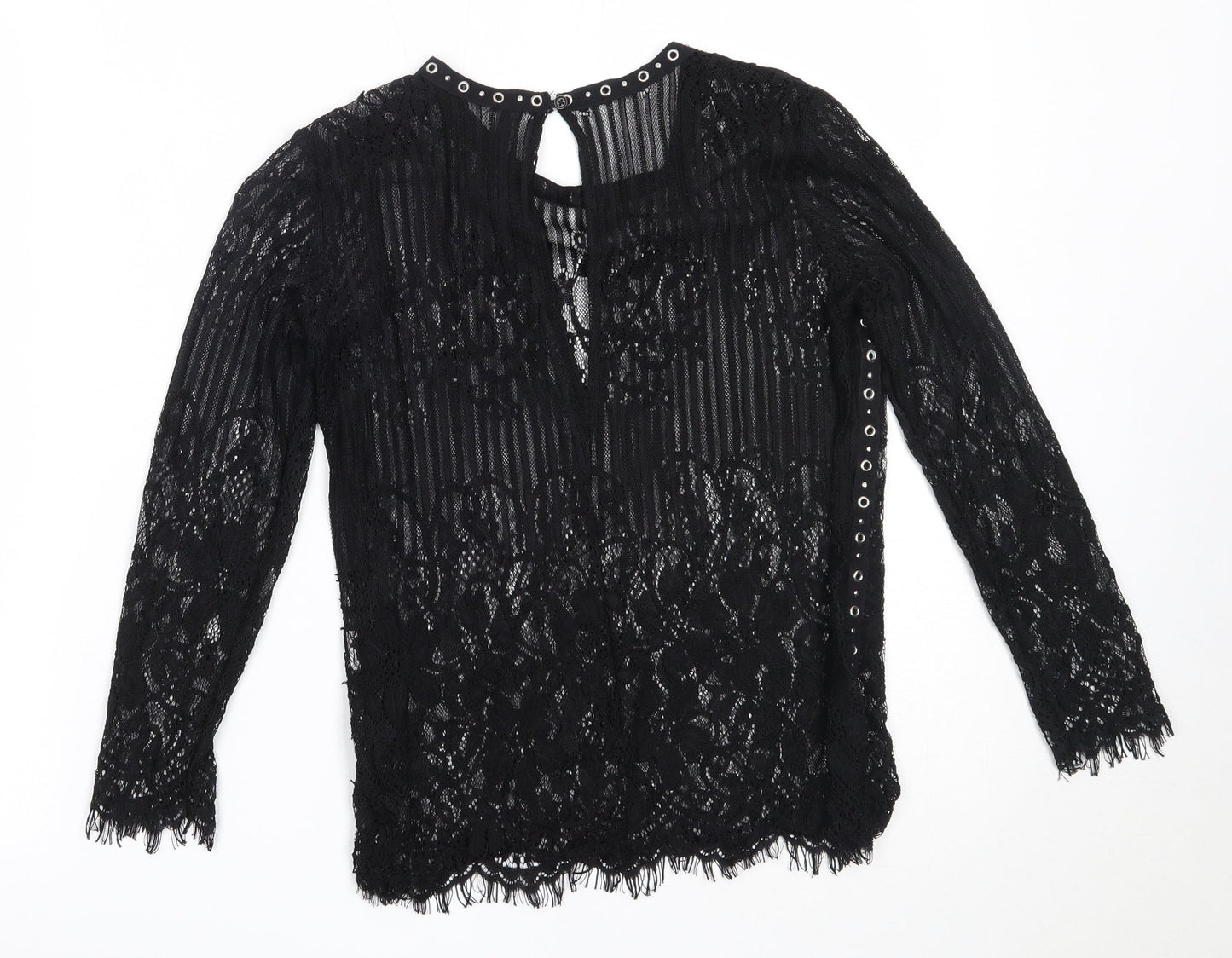 Womens UK Size S Stradivarius Black Basic Blouse