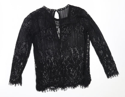Womens UK Size S Stradivarius Black Basic Blouse