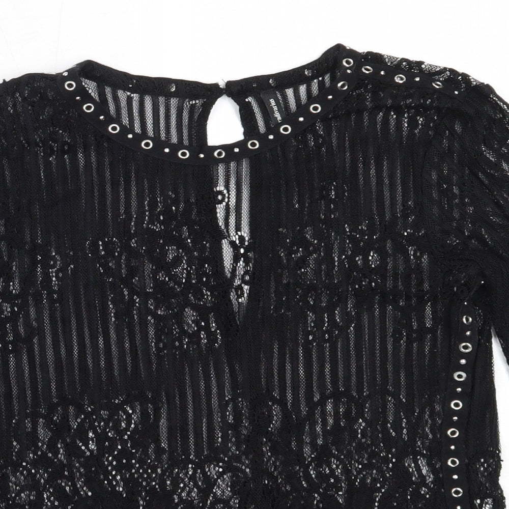 Womens UK Size S Stradivarius Black Basic Blouse