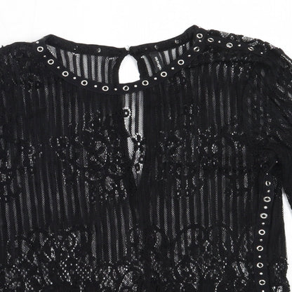 Womens UK Size S Stradivarius Black Basic Blouse