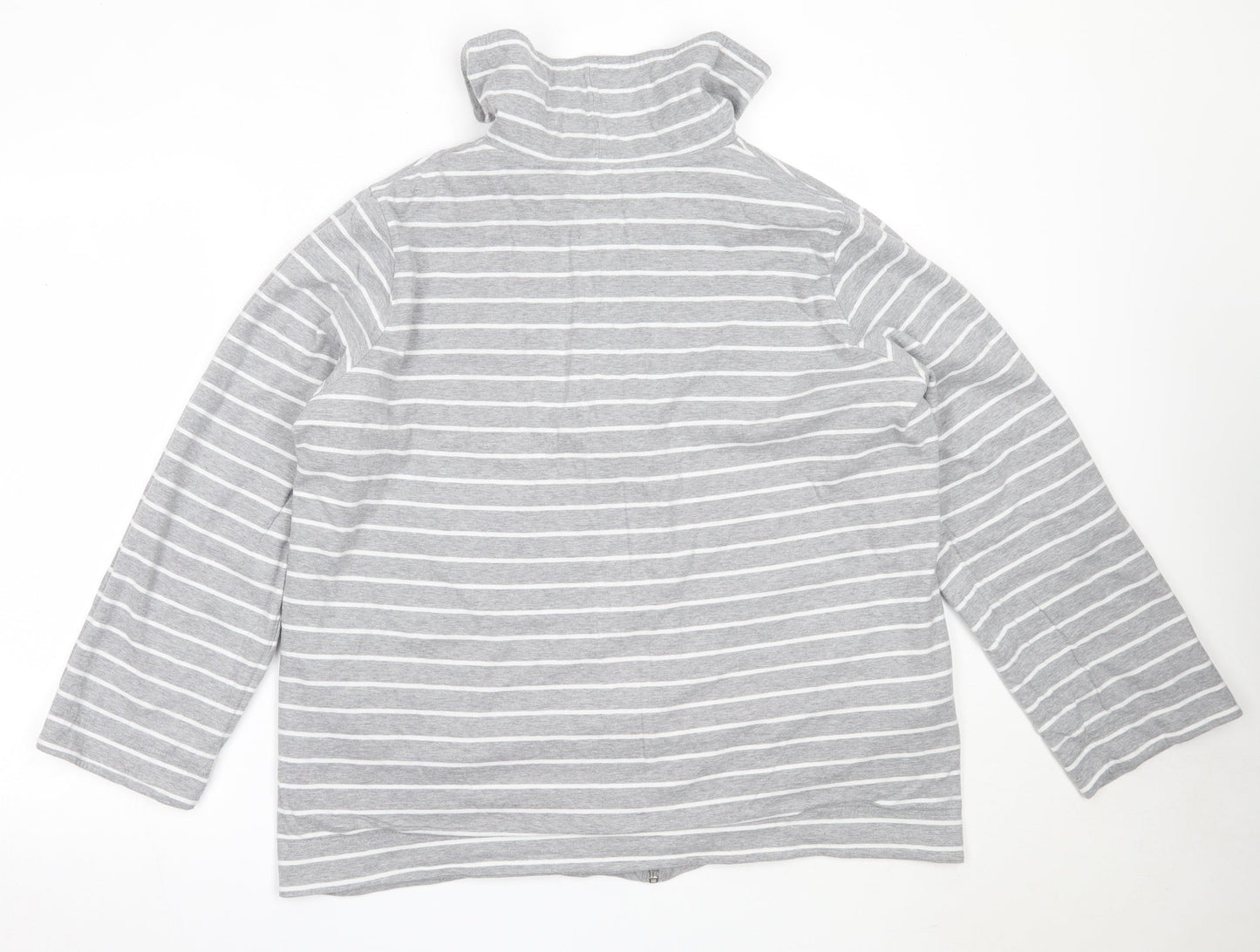 DASH Womens Grey Striped Cotton Full Zip Sweatshirt Size 20  Zip