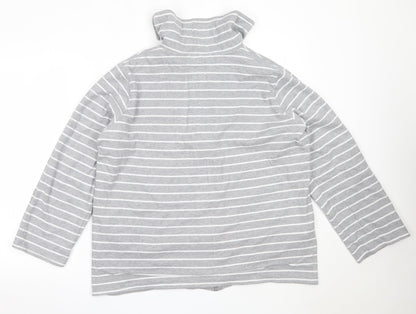 DASH Womens Grey Striped Cotton Full Zip Sweatshirt Size 20  Zip