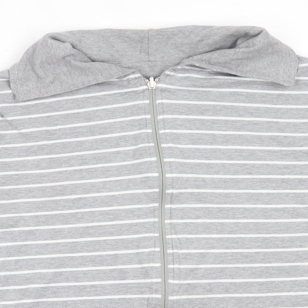 DASH Womens Grey Striped Cotton Full Zip Sweatshirt Size 20  Zip