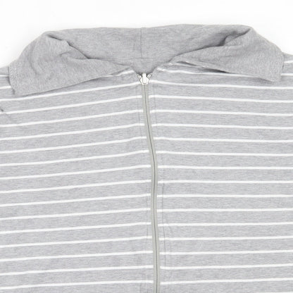 DASH Womens Grey Striped Cotton Full Zip Sweatshirt Size 20  Zip