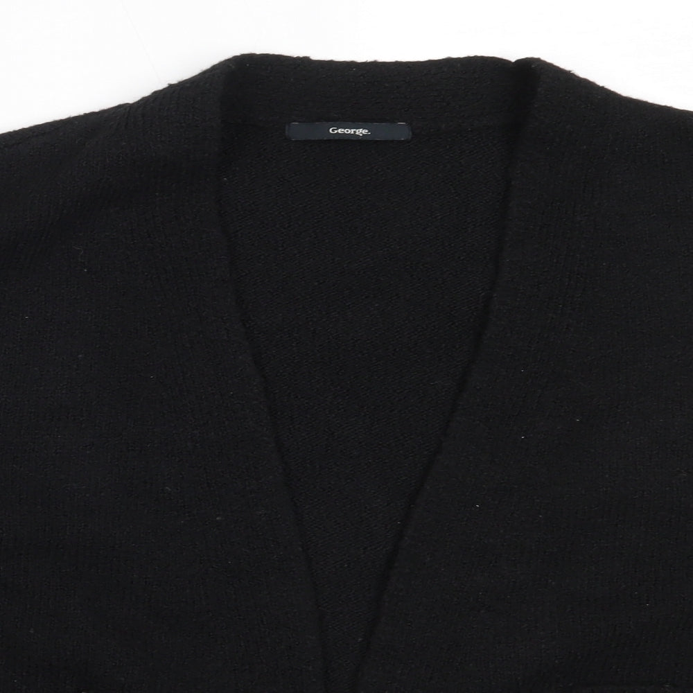 George Womens Black Round Neck  Polyester Cardigan Jumper Size L