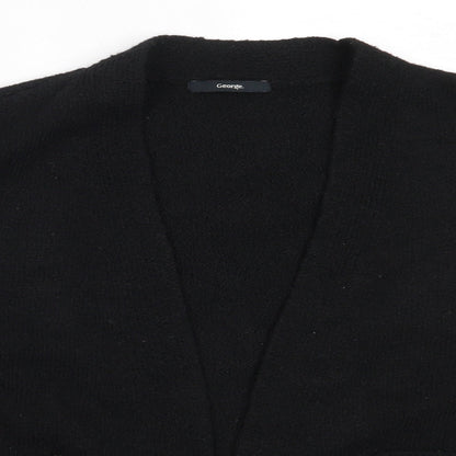George Womens Black Round Neck  Polyester Cardigan Jumper Size L