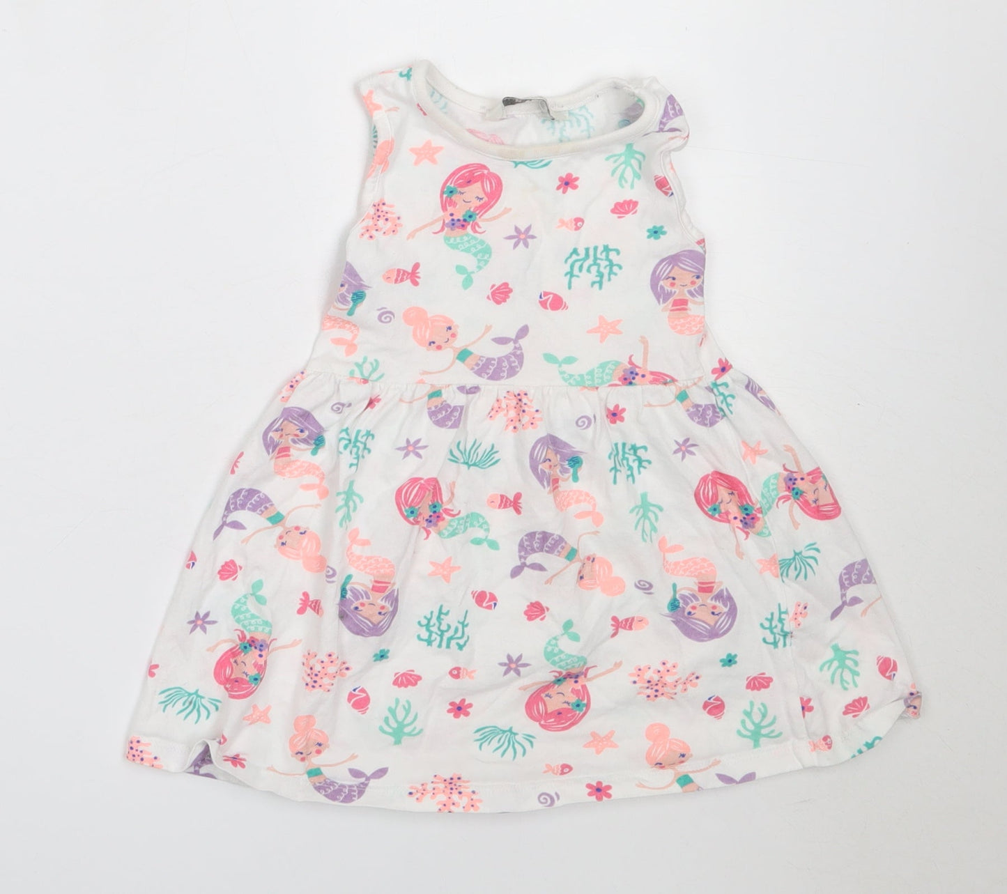 Evie Angel Girls White  Cotton Fit & Flare  Size 2-3 Years  Round Neck