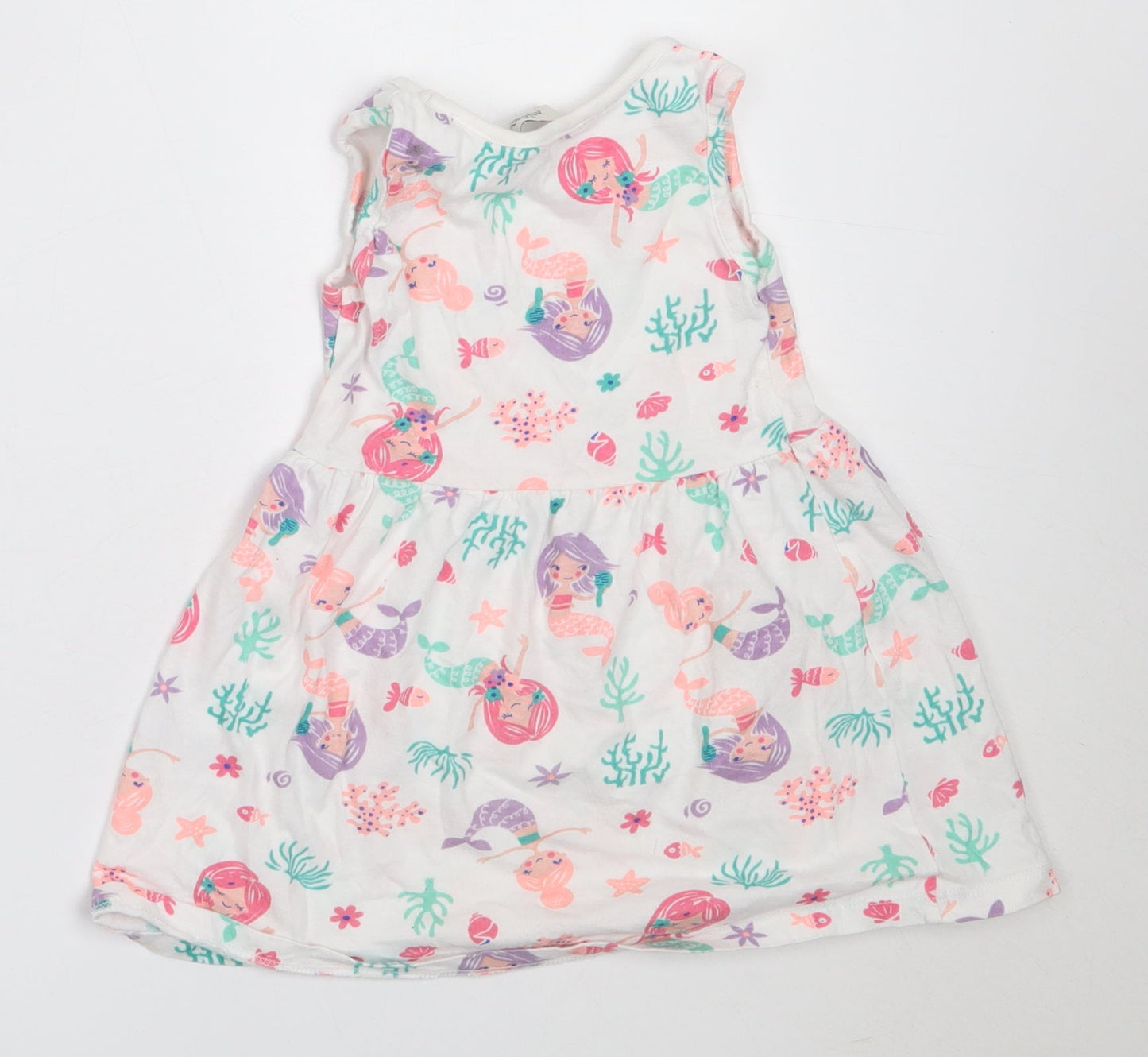 Evie Angel Girls White  Cotton Fit & Flare  Size 2-3 Years  Round Neck