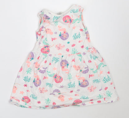 Evie Angel Girls White  Cotton Fit & Flare  Size 2-3 Years  Round Neck