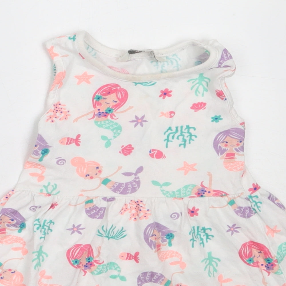Evie Angel Girls White  Cotton Fit & Flare  Size 2-3 Years  Round Neck