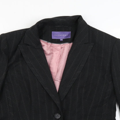 Autonomy Womens Grey Striped Polyester Jacket Blazer Size 12