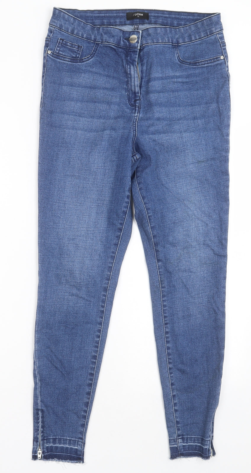 Matalan Womens Blue  Cotton Skinny Jeans Size 12 L27 in Regular Button