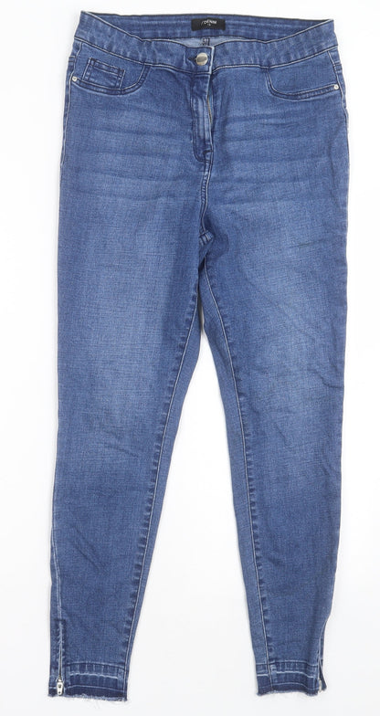 Matalan Womens Blue  Cotton Skinny Jeans Size 12 L27 in Regular Button
