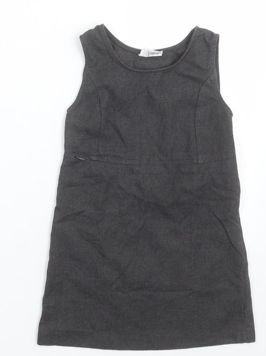 whites  Girls Grey  Polyester A-Line  Size 5-6 Years  Crew Neck Zip - School Wear