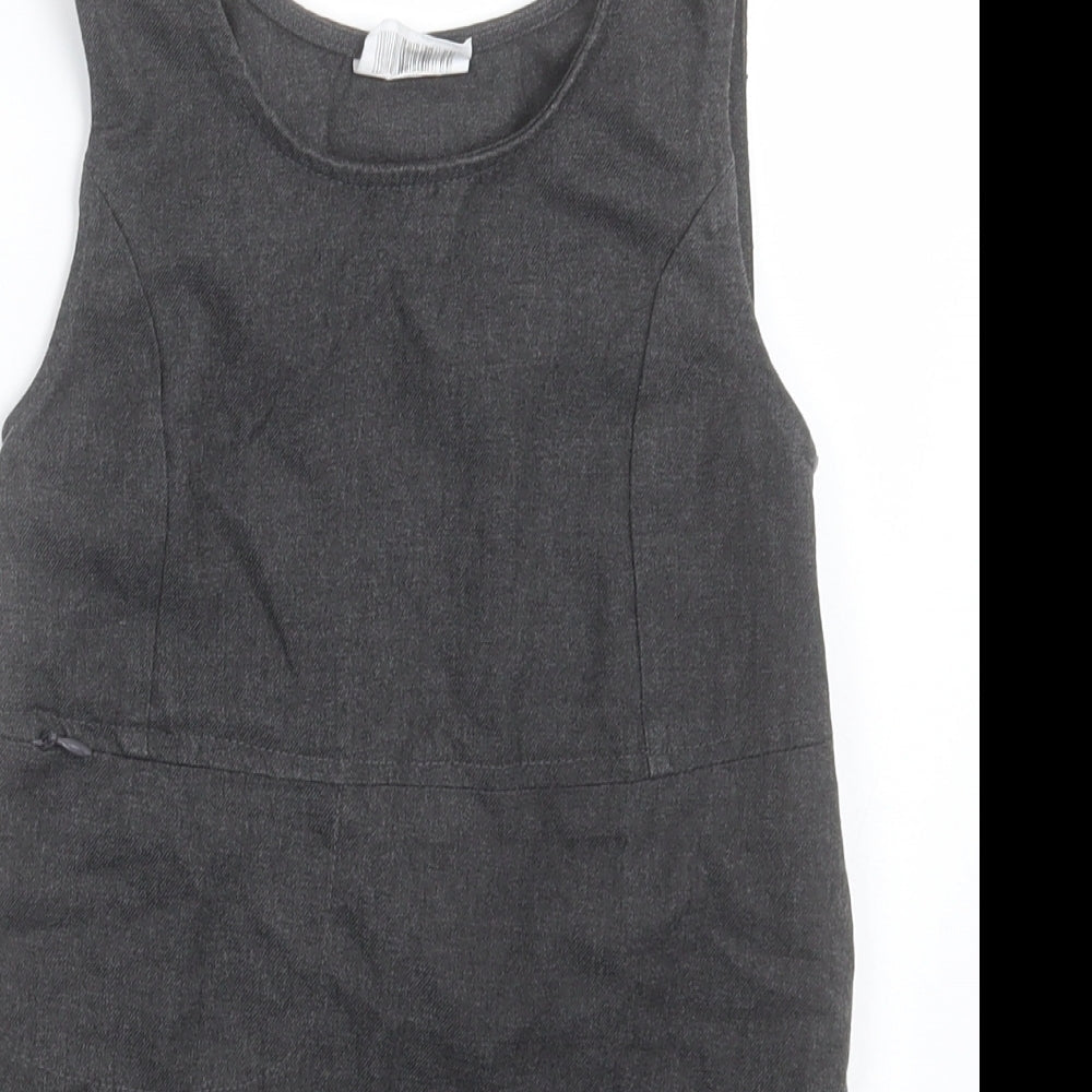 whites  Girls Grey  Polyester A-Line  Size 5-6 Years  Crew Neck Zip - School Wear