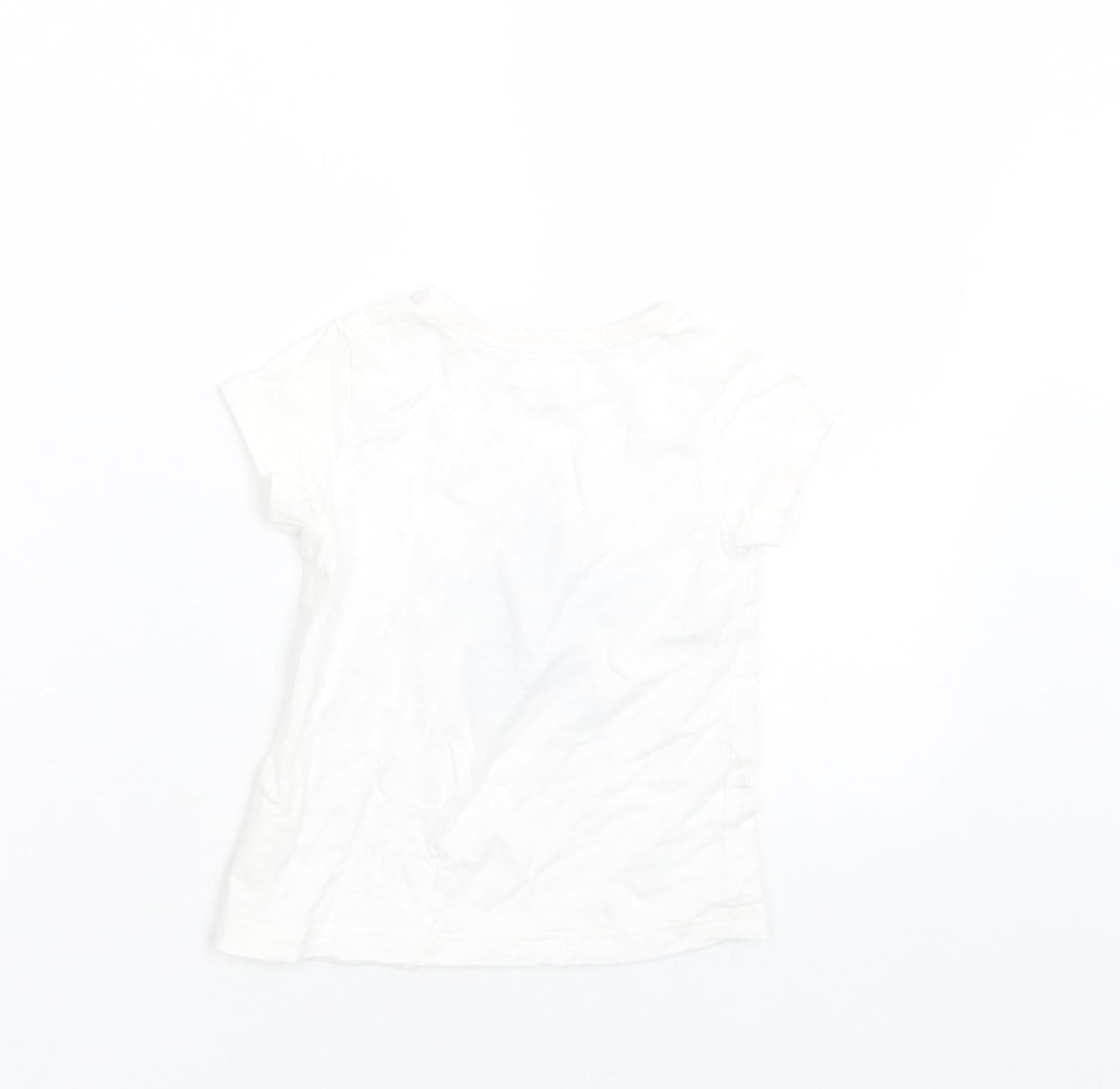 NEXT Girls White  Cotton Basic T-Shirt Size 12-18 Months Crew Neck Pullover - Star Print