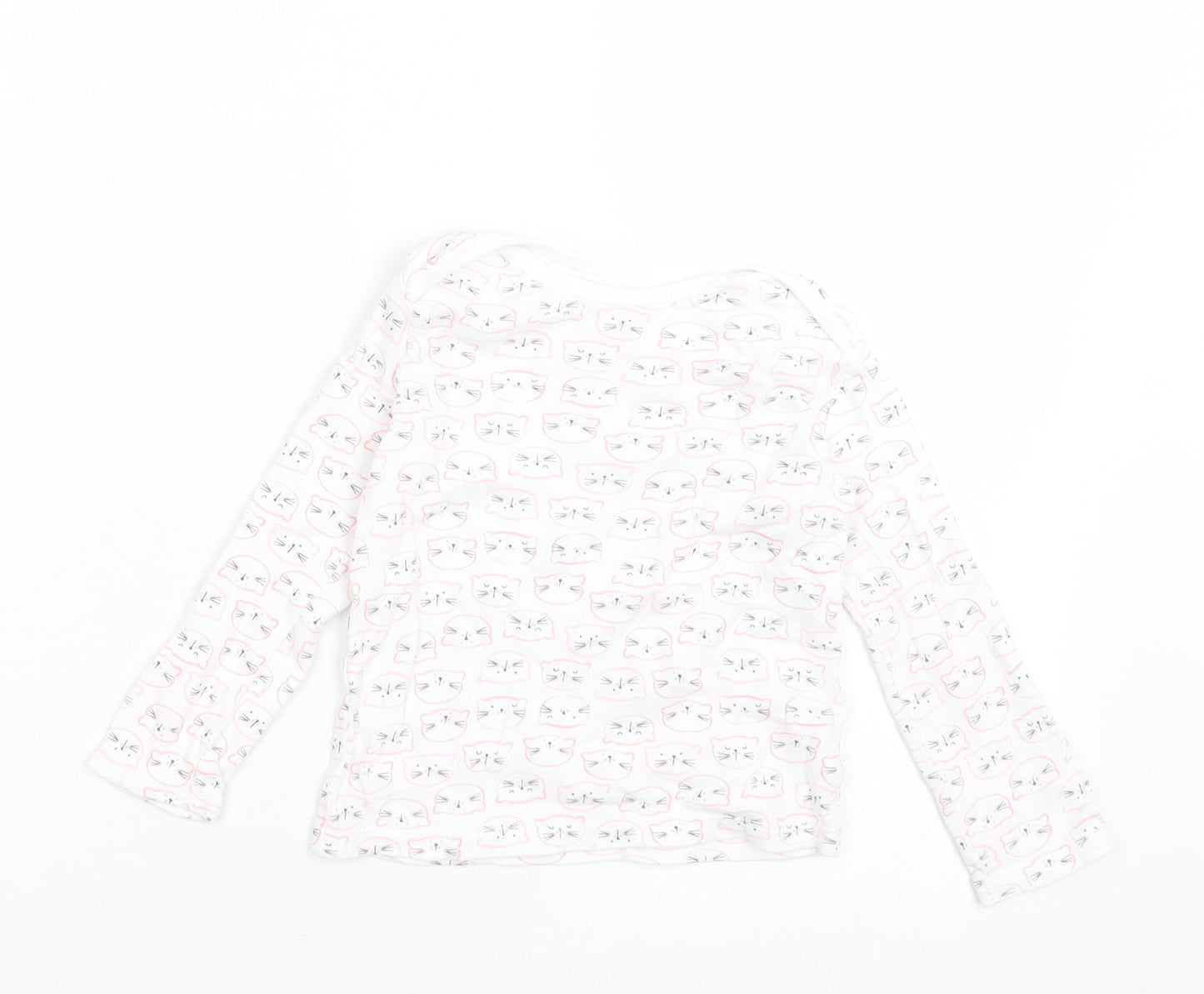 F&F Boys White Geometric Cotton Basic Casual Size 12-18 Months Crew Neck Pullover - cats