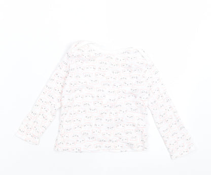 F&F Boys White Geometric Cotton Basic Casual Size 12-18 Months Crew Neck Pullover - cats