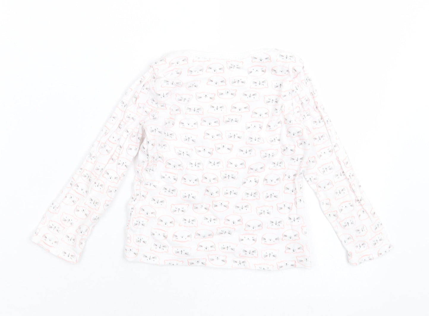 F&F Boys White Geometric Cotton Basic Casual Size 12-18 Months Crew Neck Pullover - cats