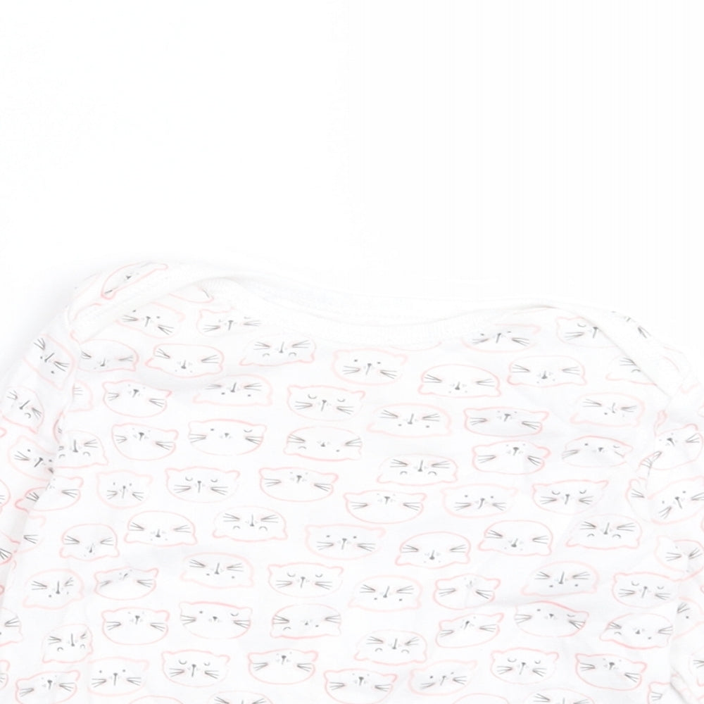 F&F Boys White Geometric Cotton Basic Casual Size 12-18 Months Crew Neck Pullover - cats
