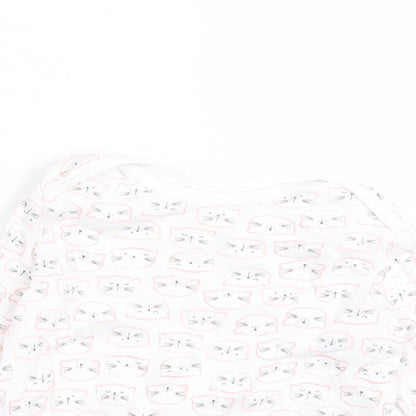 F&F Boys White Geometric Cotton Basic Casual Size 12-18 Months Crew Neck Pullover - cats