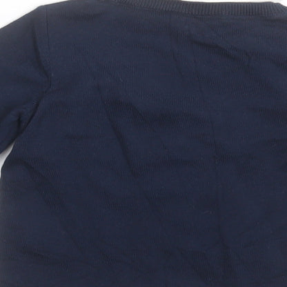 H&M Boys Blue  Cotton Basic Polo Size 9-12 Months Collared Pullover