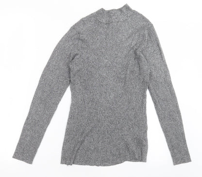 H&M Womens Grey High Neck  Viscose Pullover Jumper Size M