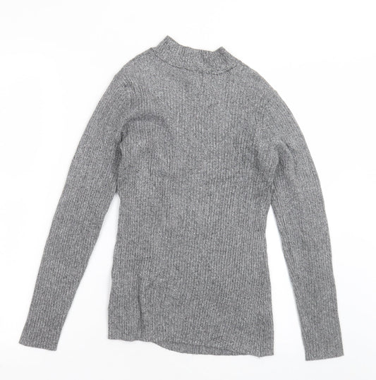 H&M Womens Grey High Neck  Viscose Pullover Jumper Size M