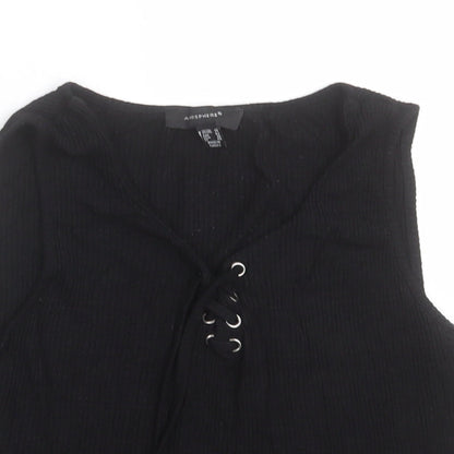 Atmosphere Womens Black  Viscose Cropped Tank Size 14 V-Neck