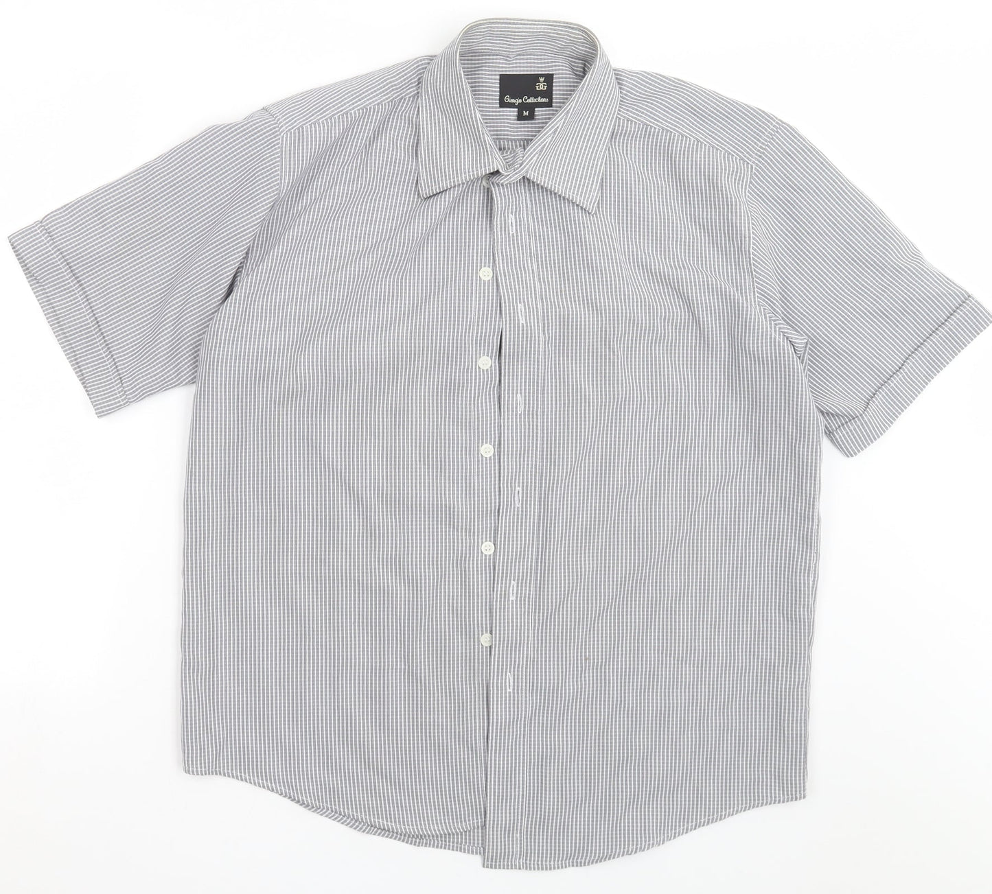 Mens UK Size M Giorgio White  Button-Up Short Sleeve Casual Shirt